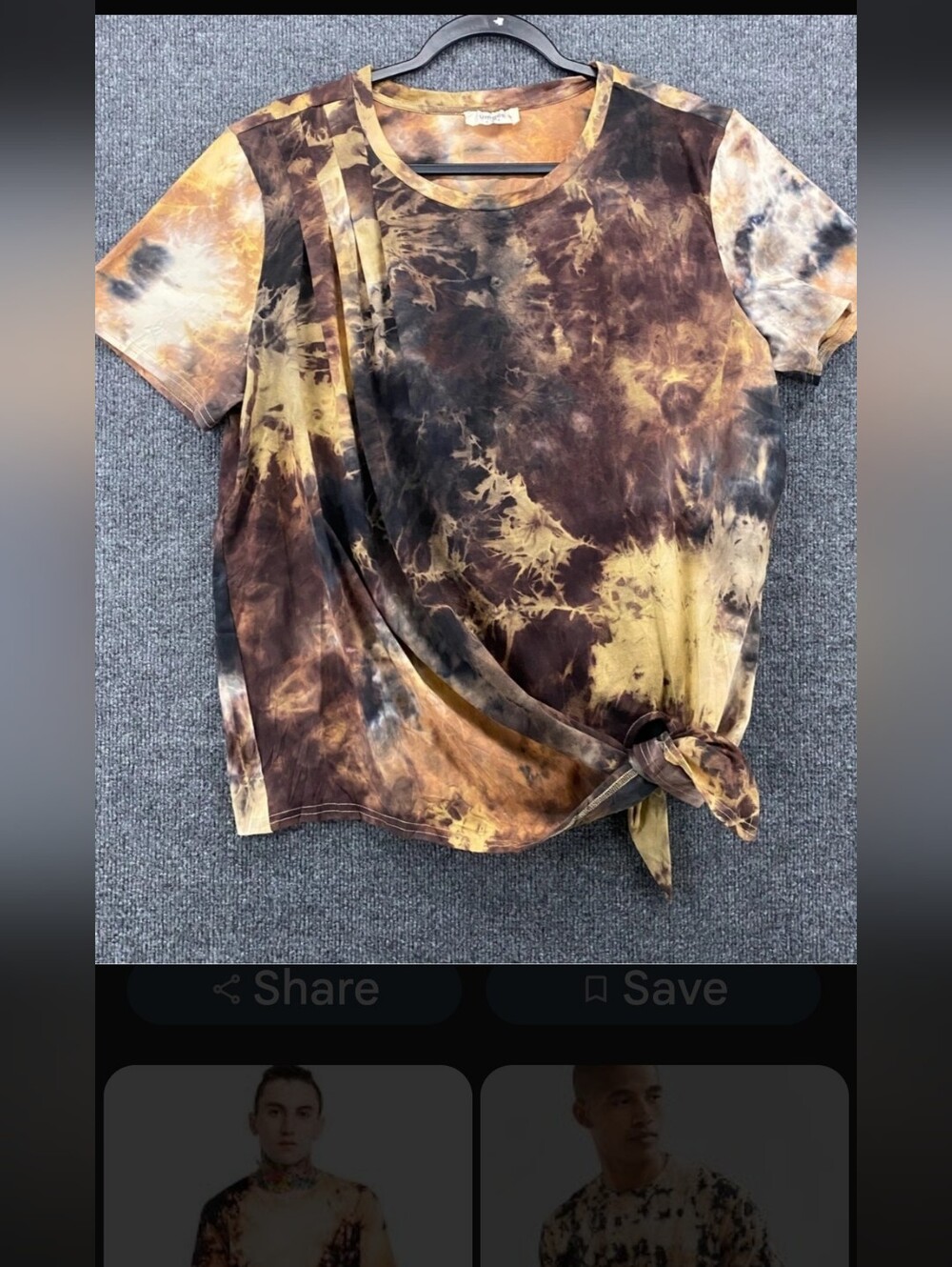 NWT Umgee Plus Size 1XL Tie Dye Top Side Knot Pleated Shoulder Boho